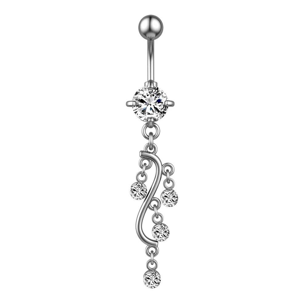 Animal Heart Dangle Belly Button Rings Surgical Steel Curved Navel Barbell Ring Body Jewelry Piercing for Women Girl