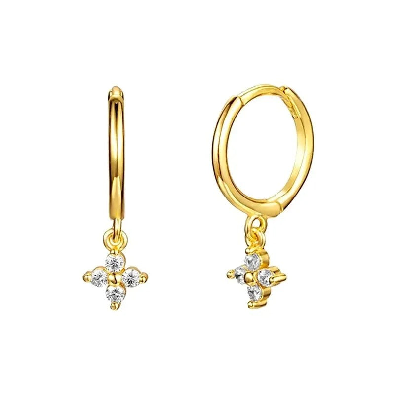 Europe Double Layered Zircon Hoop Earrings For Women Gold Silver Color Personality Punk Earring Party Jewelry Gifts