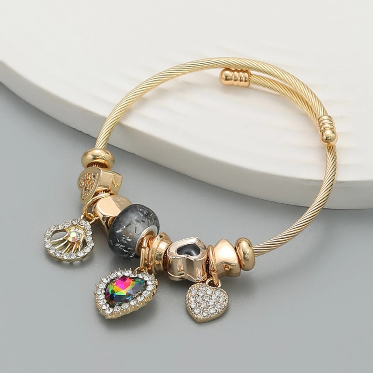 Stainless Steel Beaded Love Bracelet Trendy Women’s Jewelry