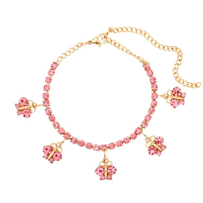 Fashion Butterfly anklet Rhinestone Tennis Chain Foot Chain Jewelry for Women Summer Beach Anklet Butterfly Barefoot Chain