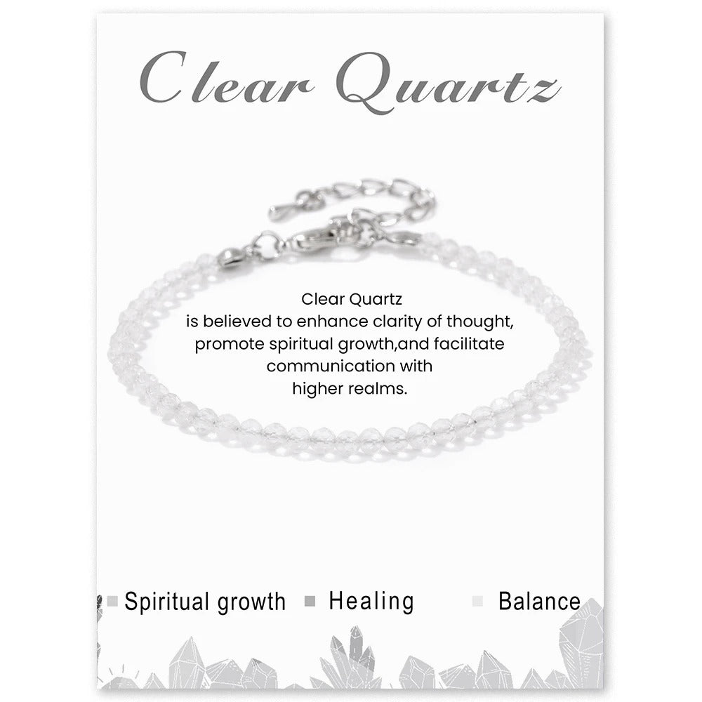 Amethyst & Quartz Faceted Stone Bracelet Reiki Healing Jewelry