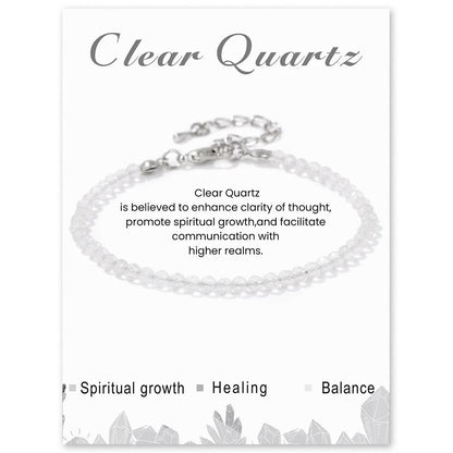 Amethyst & Quartz Faceted Stone Bracelet Reiki Healing Jewelry