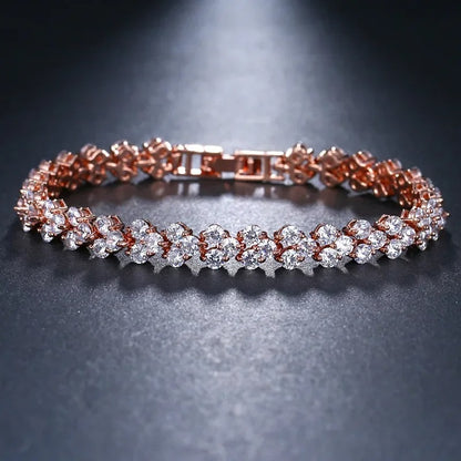 Cubic Zirconia Tennis Bracelet Gold Silver Women Chain Jewelry