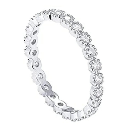 Wedding Band Eternity Rings Women Brilliant Round Zirconia Luxury Engagement Rings Thin Elegant Female Jewelry