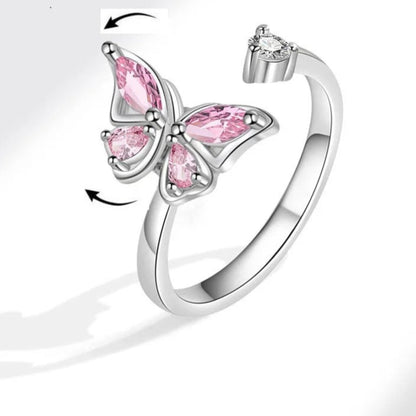 Sunflower Anxiety Spinner Ring for Women Butterfly Charm Fidget Ring