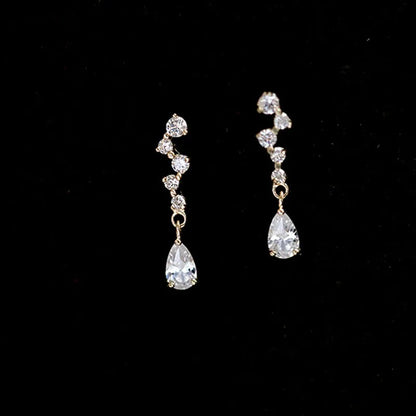 Silver Needle Simple Shiny Zircon Earrings Gold Plating Jewelry Crystal Stud Earrings Women.