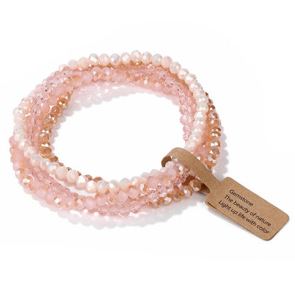 4Pcs/set Shinning Crystal Beads Elastic Bracelet Colorful Crystal Glass Beaded Bracelet Bangles Set For Women