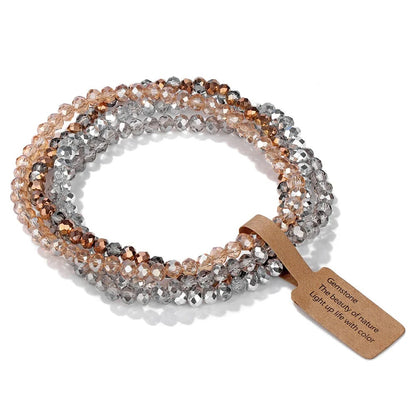 4Pcs/set Shinning Crystal Beads Elastic Bracelet Colorful Crystal Glass Beaded Bracelet Bangles Set For Women