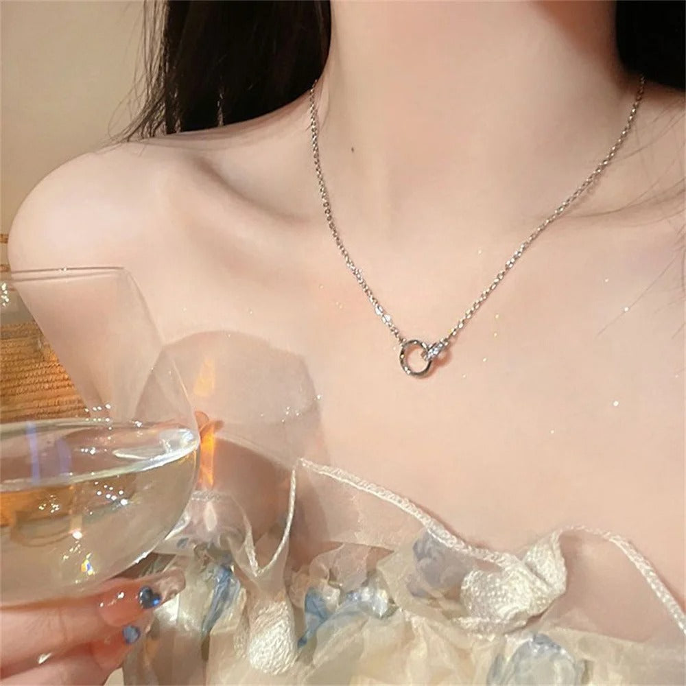 Silver Color Möbius Strip Pendant Necklace Irregular Ring Necklace For Women INS Fashion Jewelry Accessories