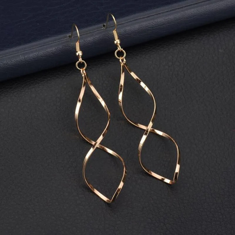 Spiral Curved Hollow Digital Earrings for Women Korean Arc Pendant Jewelry