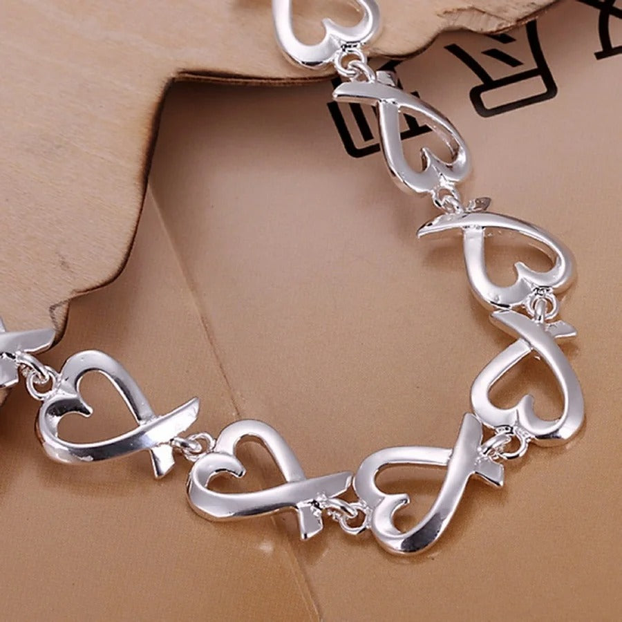 Silver Bracelets for Women Wedding Lady Cute Noble Pretty Jewelry Fashion Nice Chain Hot Gifts