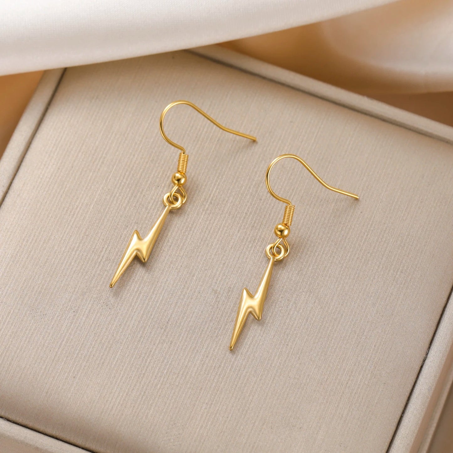 Punk Lightning Stainless Steel Earrings for Women Cool Street Jewelry Gift