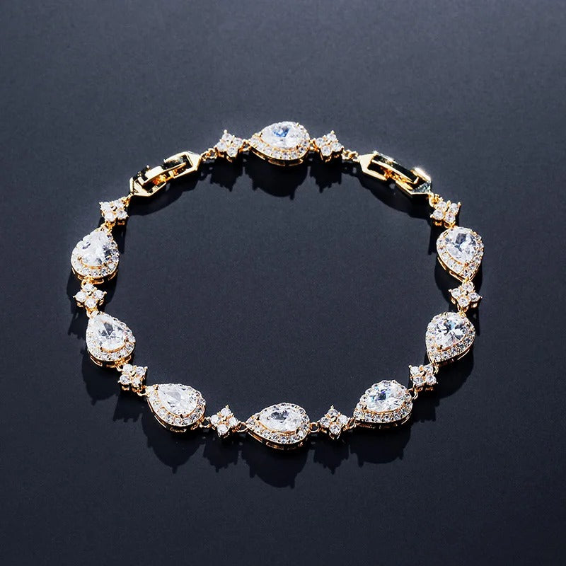 ZAKOL Water Drop Zircon Bracelet Elegant Bridal & Party Jewelry for Women