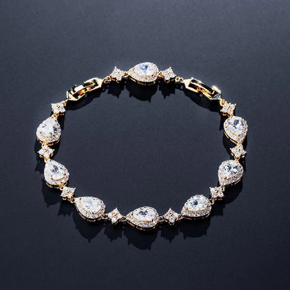 ZAKOL Water Drop Zircon Bracelet Elegant Bridal & Party Jewelry for Women