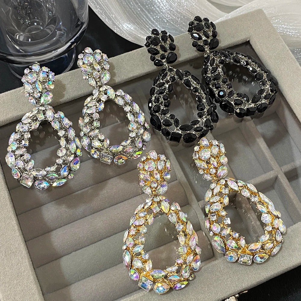Rhinestone Droplet Drop Earrings for Women