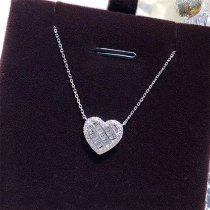 White Cubic Zirconia Love Necklace Women Luxury Silver Plated Romantic Female Wedding Pendant Necklace Fashion Jewelry