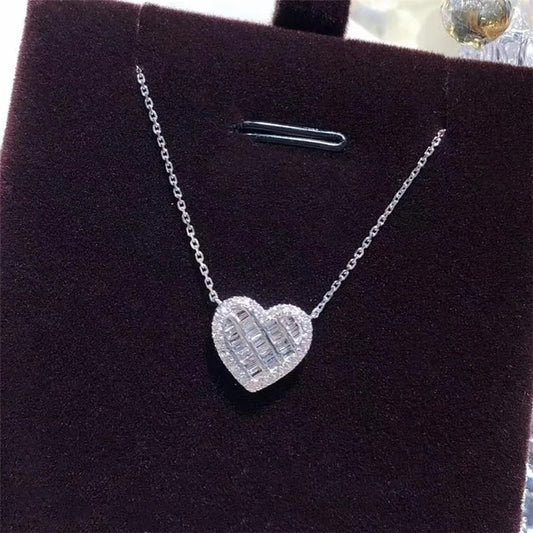 White Cubic Zirconia Love Necklace Women Luxury Silver Plated Romantic Female Wedding Pendant Necklace Fashion Jewelry