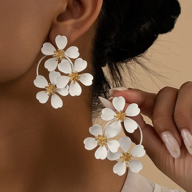 Summer Flower Drop Earrings Women Trendy Vintage Party Jewelry