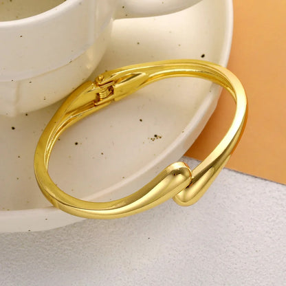 Women's Open Cuff Bangle Simple Teardrop Shaped Gold Silver Jewelry