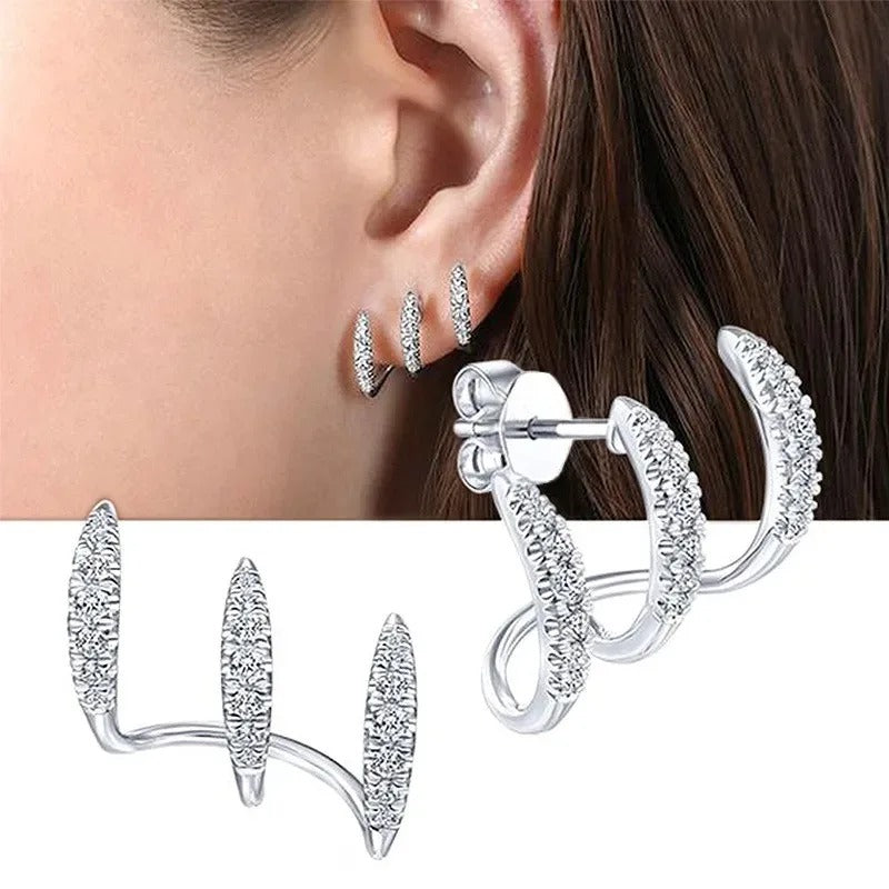 Women’s Claws Stud Earrings 925 Silver Crystal Gold Modern Jewelry