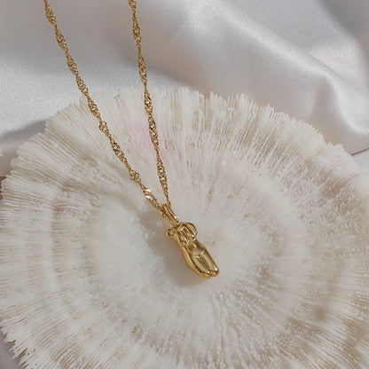 Tarnish Free&anti-allergic Stainless Steel 18k Gold Plated Abstract Human Face Body Charm Pendant Necklaces for Women