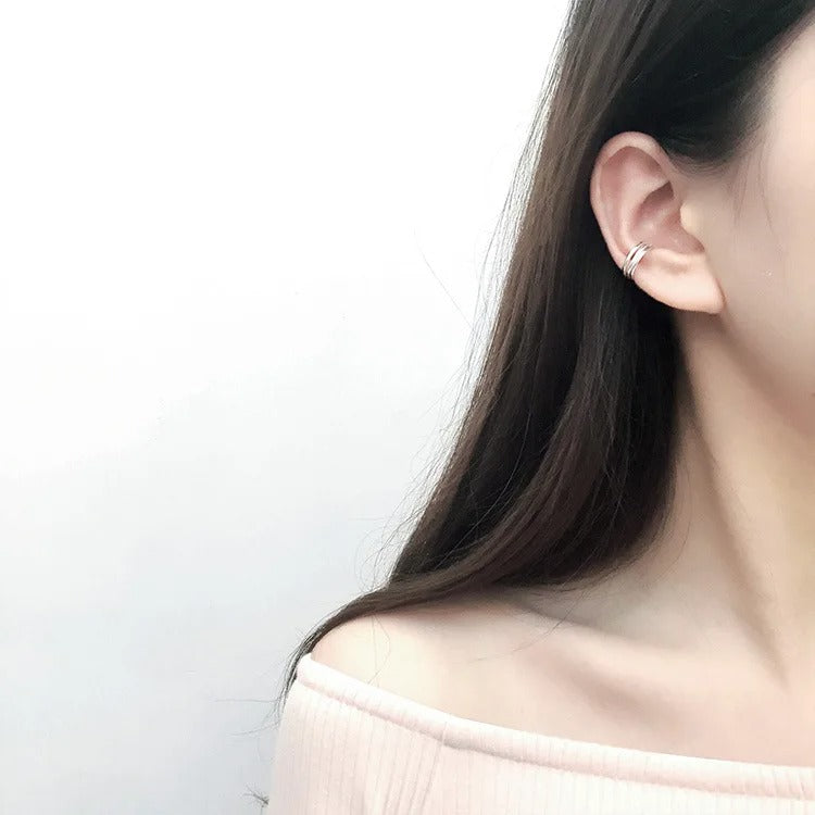 Elegant 925 Silver Clip-On Earrings Ear Cuff Women Jewelry
