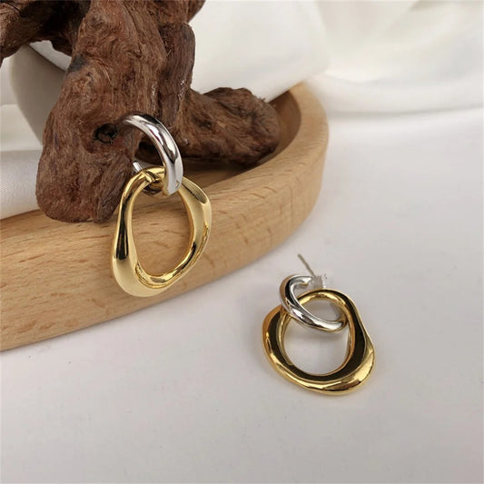 Contrast Color Splicing Earrings Simple Irregular Alloy Drop Earring For Women Fashion Jewelry Women’s Gift Accessories