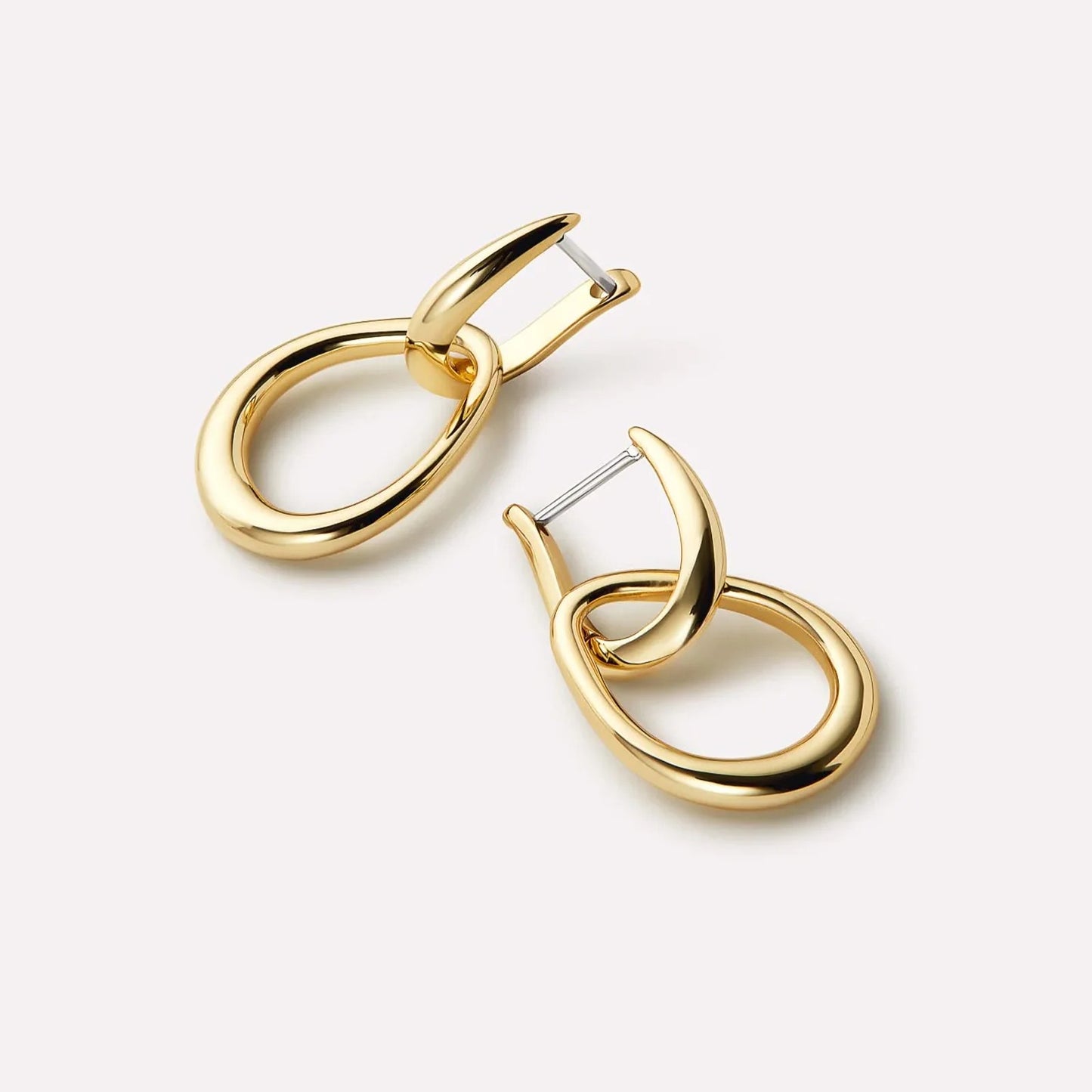 Sterling Silver Gold Irregular Water Drop Hoop Earrings Women Jewelry