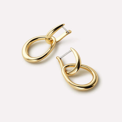 Sterling Silver Gold Irregular Water Drop Hoop Earrings Women Jewelry