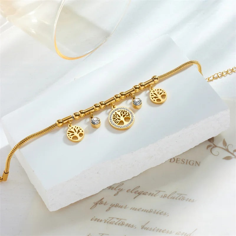 316L Stainless Steel Tree of Life Bracelet Gold Women’s Jewelry