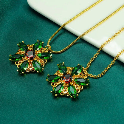 NecklaceTogether In Paris Emerald Stone Flower Necklace Lost Princess Inspired Pendant Necklace for Women