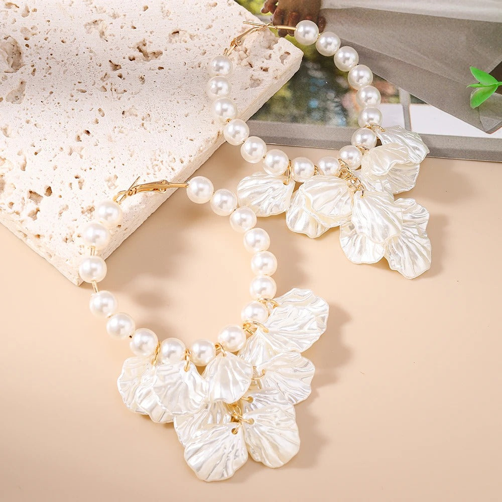 Fashion Summer Beach Pearl Shell Earrings for Women Girls Bohemia Hoop Earrings Party Holiday Jewelry Gifts