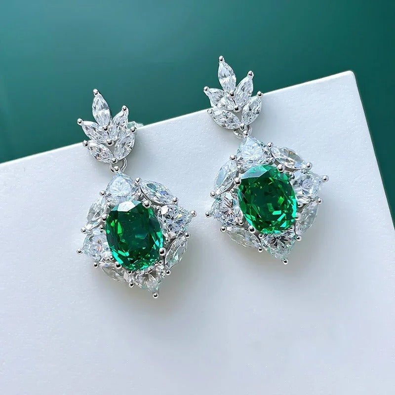 Green Cubic Zirconia Drop Earrings for Women