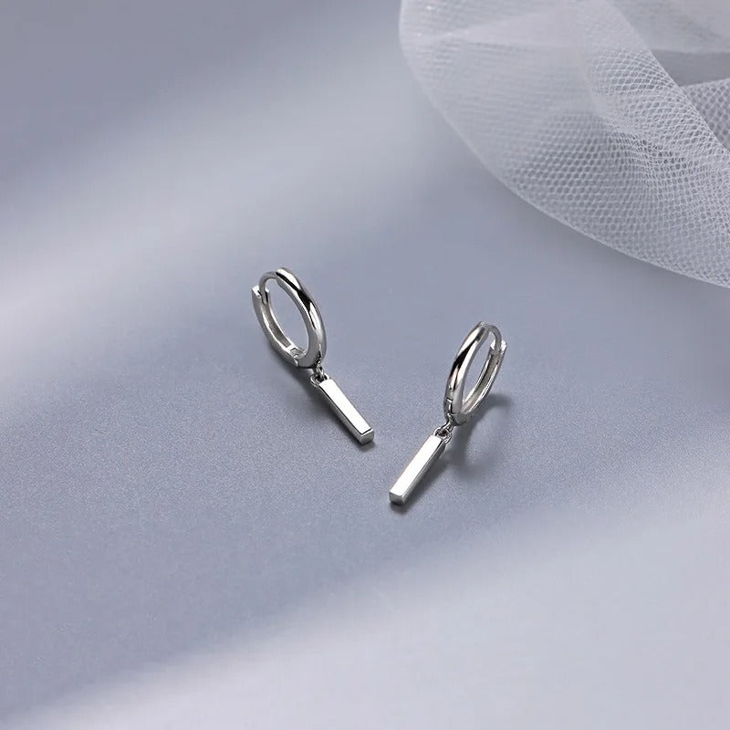 Women’s Silver Long Earrings Round Simple Style Fine Jewelry