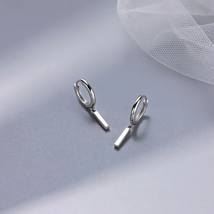 Women’s Silver Long Earrings Round Simple Style Fine Jewelry