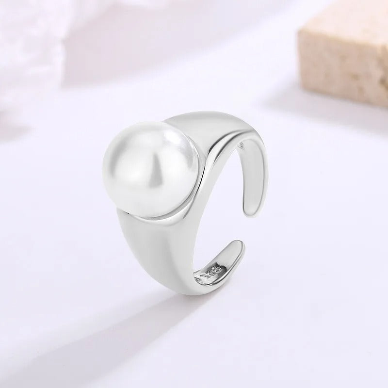 New in 925 Sterling Silver Pearl Adjustable Women's Rings Wedding Luxury Jewelry