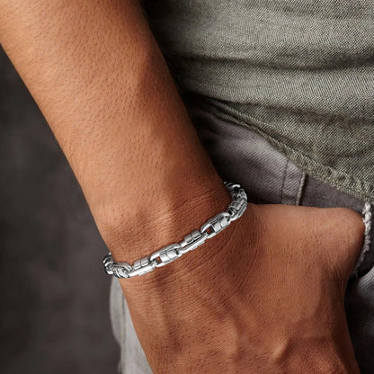 Vnox Chunky Stainless Steel Link Bracelet Handmade Byzantine Wristband