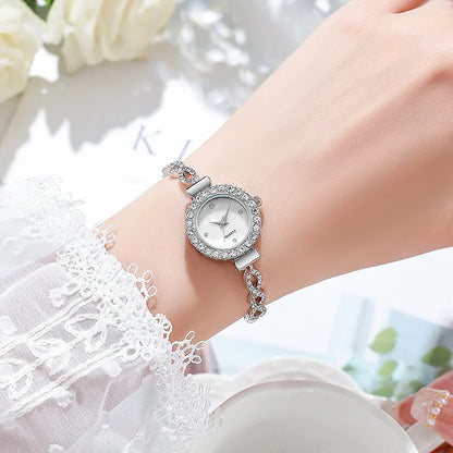 Fashion Rhinestone Women’s Bracelet Quartz Watch Elegant Sparkling Wristwatch