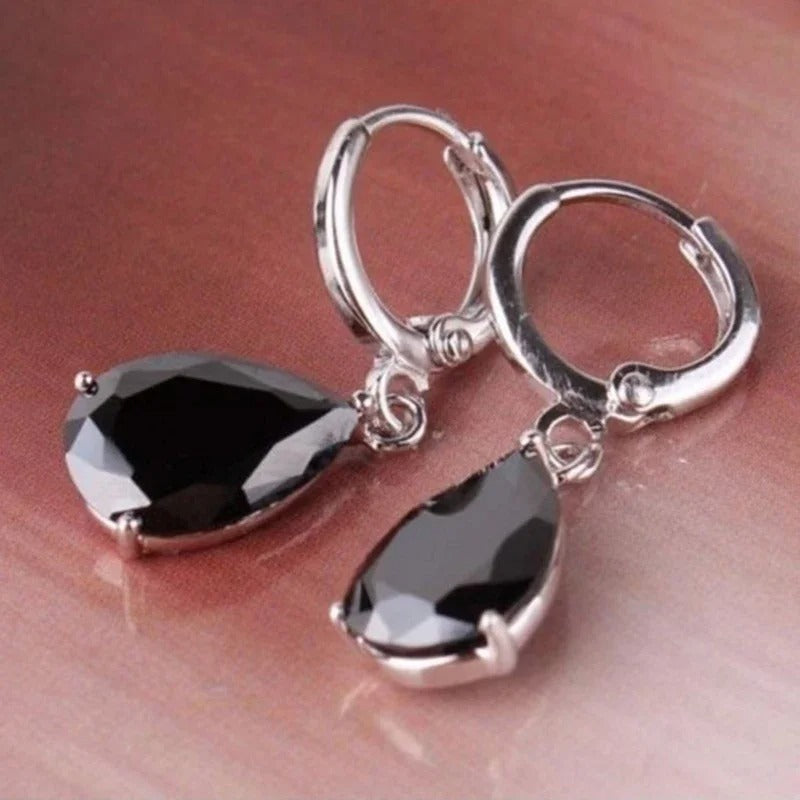 Black Zircon Water Drop Earrings for Women