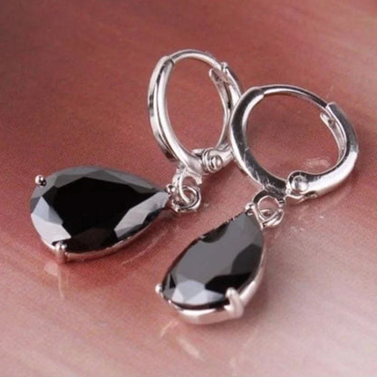 Black Zircon Water Drop Earrings for Women