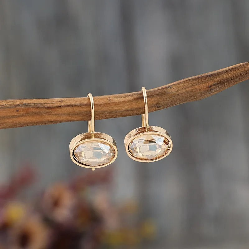 Fashion Gold Metal Oval Dangle Earrings Exquisite Engagement Jewelry