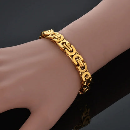 Stainless Steel 8mm Gold Bracelet for Men Hip Hop Jewelry Wristband