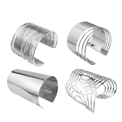 Gold Color Cuff Bangle Bracelet Open Wide Wire Women Jewelry