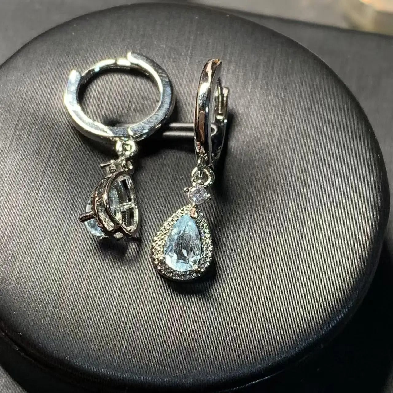 Natural Blue Topaz Hoop Earrings – Women’s Gemstone Jewelry Gift