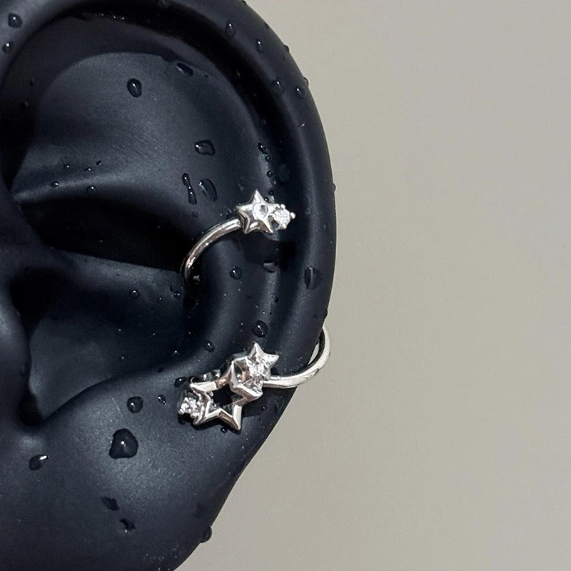 1PCS Star Surround Planet Spiral 316L Stainless Steel Ear Bone Nail for Women New Fashion Silver Color Earrings Accessories