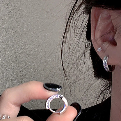 Trendy Stainless Steel Hoop Earrings Women Crystal Punk Jewelry