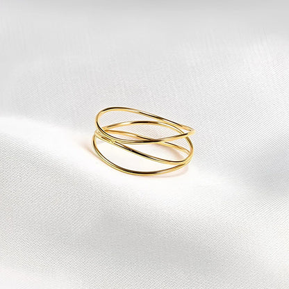 Top-Selling Three Layered Wave Ring for Women 18K Gold PVD Plated Stainless Steel, Waterproof & Trendy 2025 Jewelry