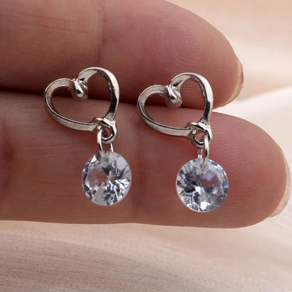 3D Round Rhinestone Drop Earrings for Women Gold Silver Dangle Jewelry