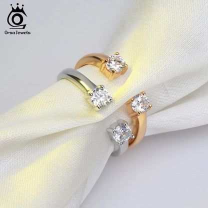 ORSA JEWELS 925 Silver Adjustable Ring AAA Zircon Jewelry Gift