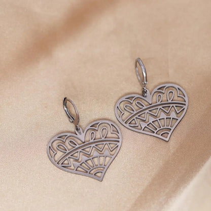 Cool Love Heart Hoop Earrings Girls Heart to Heart Jewelry
